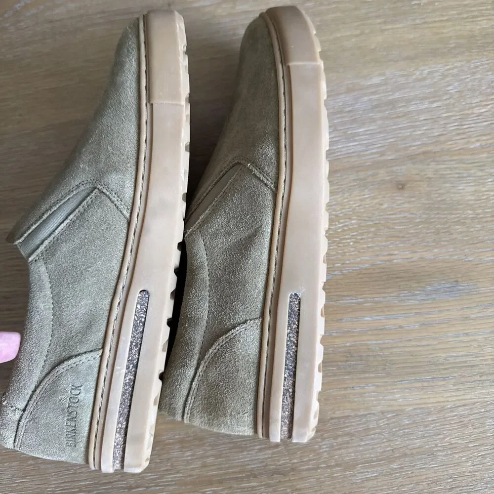 NWOB Birkenstock Callan Taupe Suede Slip On Loafers Sneakers W9 - M7 Comfort